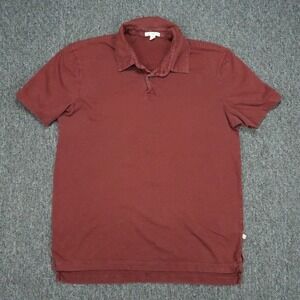 James Perse Shirt Mens Small Red Sueded Jersey Polo Short Sleeve Standard